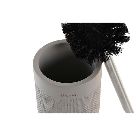 Toilet Brush DKD Home Decor 10 x 10 x 37 cm Grey Cement Stainless steel-1