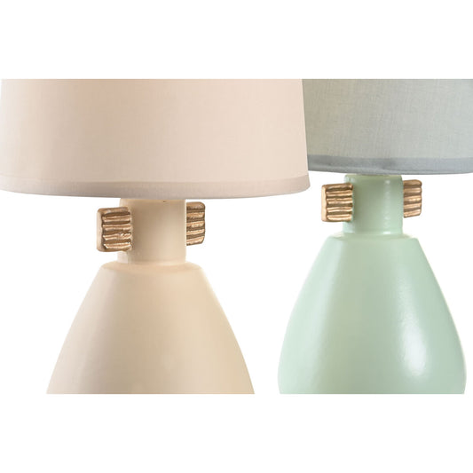 Desk lamp DKD Home Decor Cloth Polyester Green Cream Stoneware 220 V 40 W (2 Units) (16 x 16 x 27 cm)-1