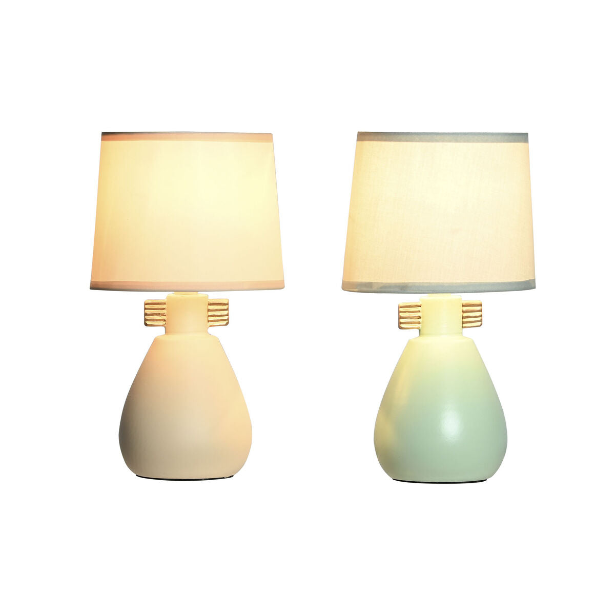 Desk lamp DKD Home Decor Cloth Polyester Green Cream Stoneware 220 V 40 W (2 Units) (16 x 16 x 27 cm)-0