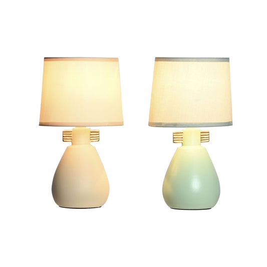 Desk lamp DKD Home Decor Cloth Polyester Green Cream Stoneware 220 V 40 W (2 Units) (16 x 16 x 27 cm)-0