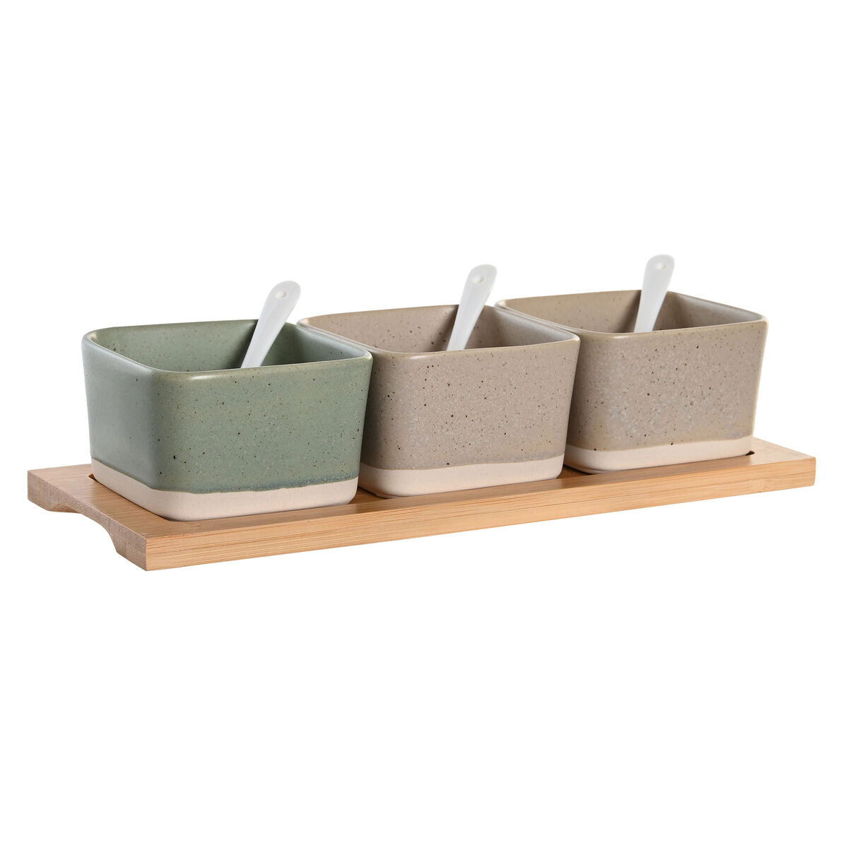 Appetizer Set DKD Home Decor 29 x 11,5 x 1,5 cm Porcelain Multicolour Bamboo Scandinavian-0