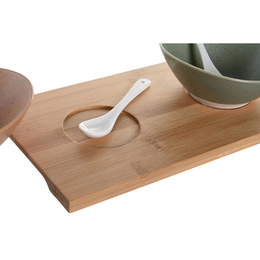 Appetizer Set DKD Home Decor 29 x 15,5 x 1,5 cm Porcelain Multicolour Bamboo Scandinavian-1