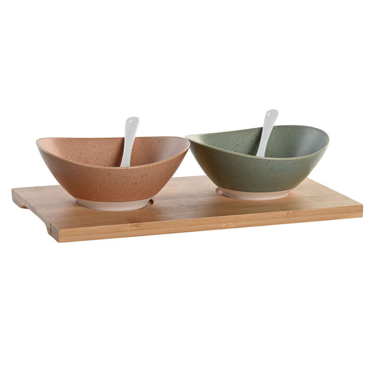 Appetizer Set DKD Home Decor 29 x 15,5 x 1,5 cm Porcelain Multicolour Bamboo Scandinavian-0
