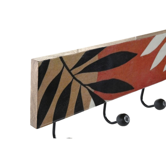 Wall mounted coat hanger DKD Home Decor Multicolour Iron Mango wood Tropical Leaf of a plant Lacquered 38 x 5 x 18 cm (2 Units)-1