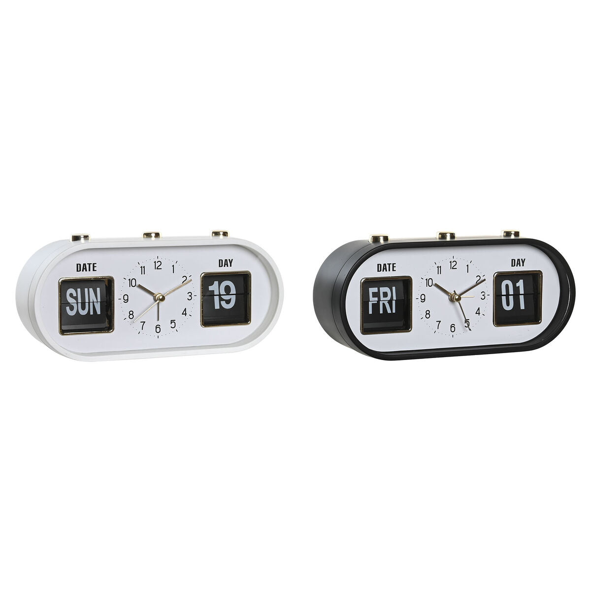 Alarm Clock DKD Home Decor White Black PVC 20 x 6 x 9,5 cm (2 Units)-0