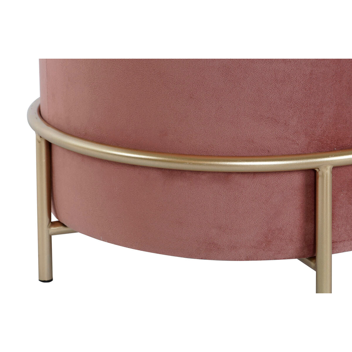 Footrest DKD Home Decor Pink Golden Metal Velvet 48 x 48 x 47 cm-1