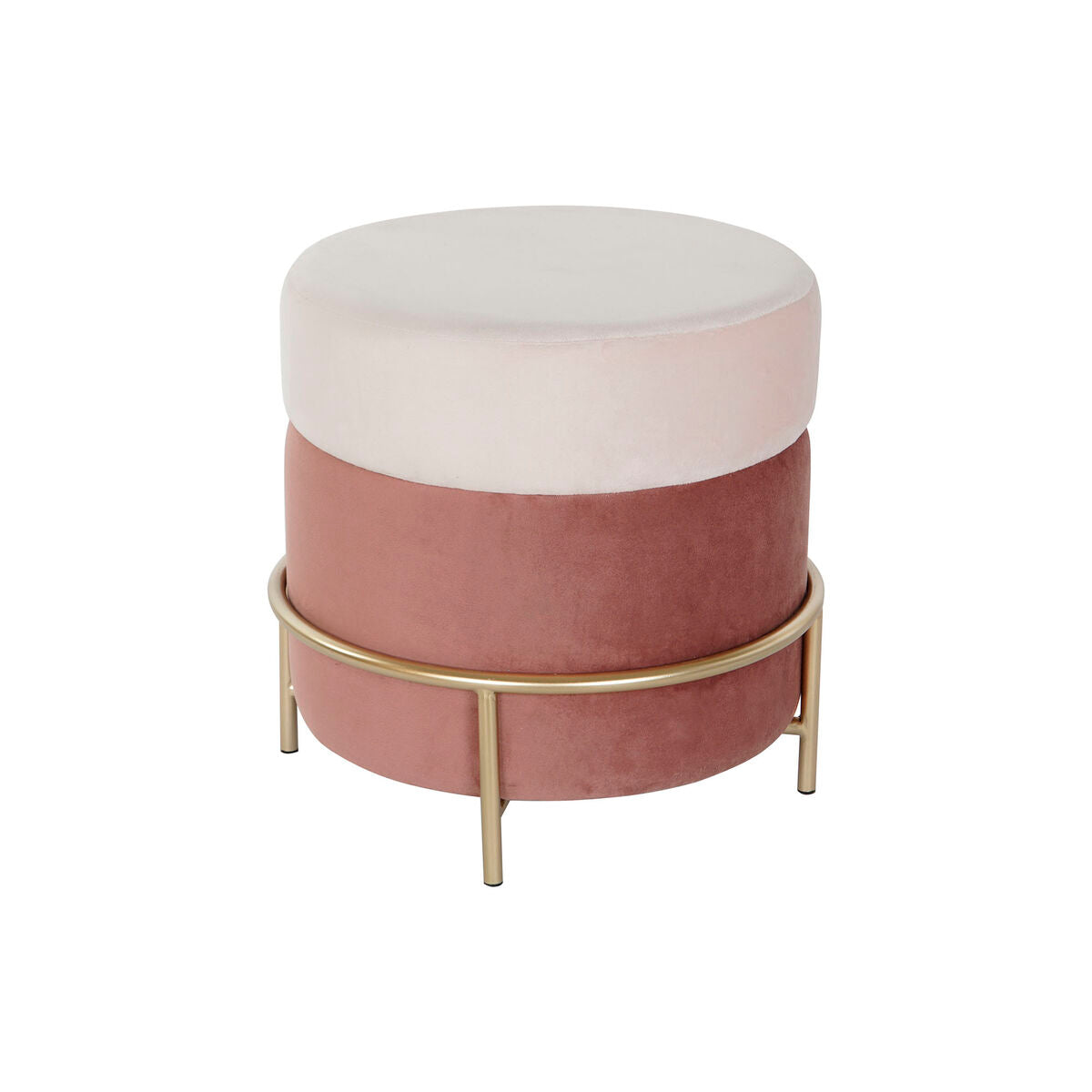 Footrest DKD Home Decor Pink Golden Metal Velvet 48 x 48 x 47 cm-0