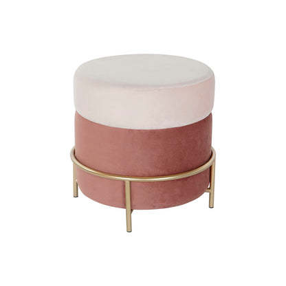 Footrest DKD Home Decor Pink Golden Metal Velvet 48 x 48 x 47 cm-0