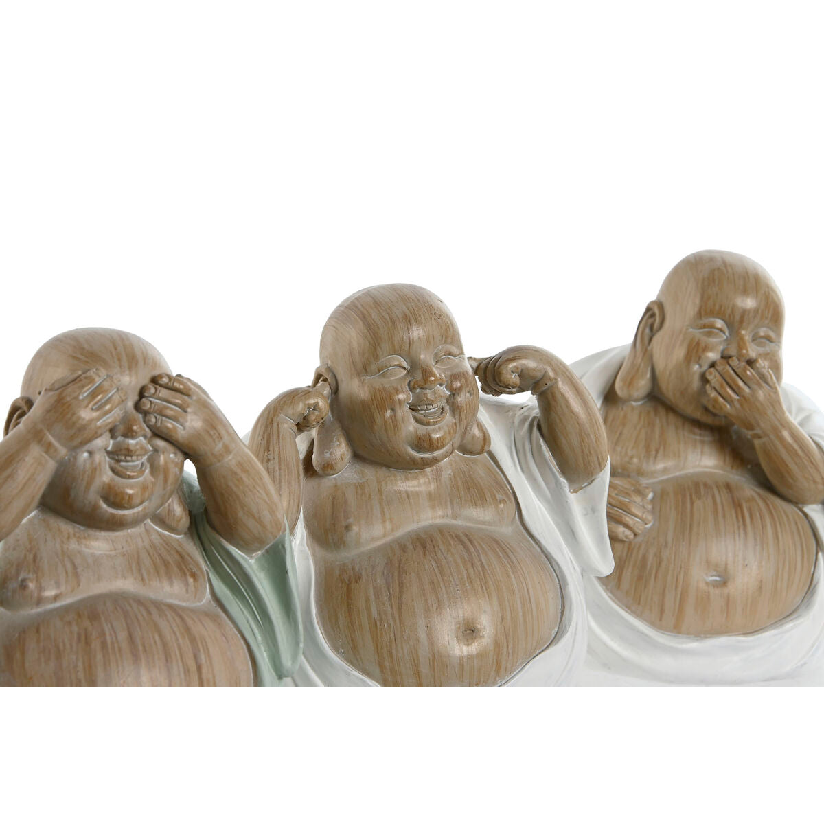 Decorative Figure Home ESPRIT White Green Buddha Oriental 10 x 9 x 10,5 cm (3 Units)-2