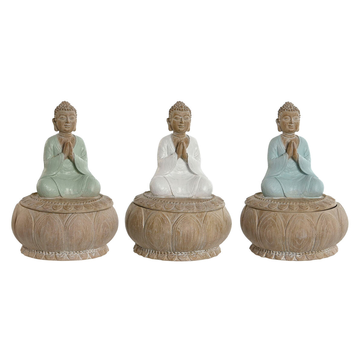 Decorative Figure Home ESPRIT White Green Turquoise Oriental 11 x 11 x 15 cm (3 Units)-0