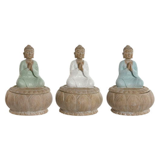 Decorative Figure Home ESPRIT White Green Turquoise Oriental 11 x 11 x 15 cm (3 Units)-0