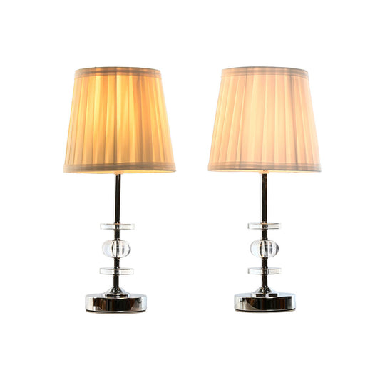 Desk lamp Home ESPRIT White Beige Metallic Metal 25 W 220 V 20 x 20 x 43 cm (2 Units)-1