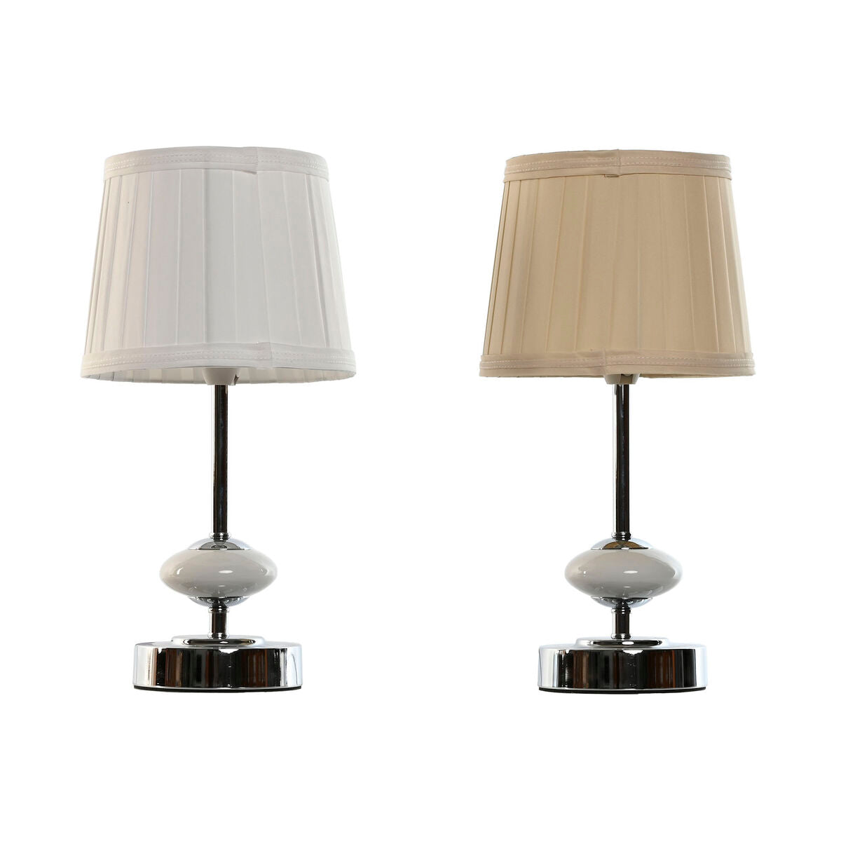 Desk lamp Home ESPRIT White Beige Metal Porcelain 20 W 220 V 17,5 x 17,5 x 35 cm (2 Units)-0