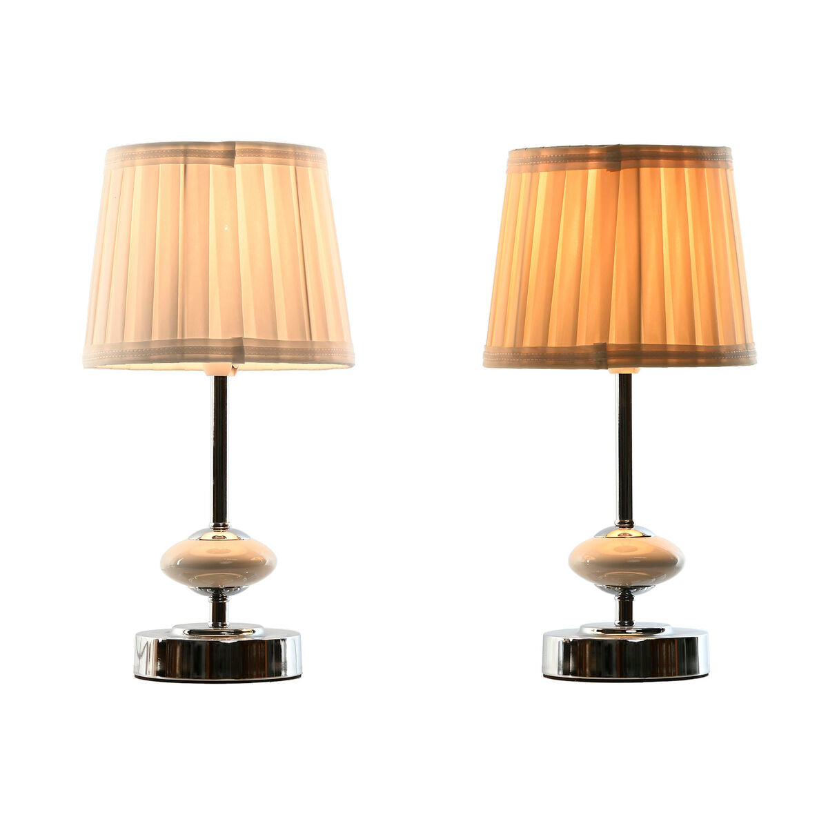 Desk lamp Home ESPRIT White Beige Metal Porcelain 20 W 220 V 17,5 x 17,5 x 35 cm (2 Units)-1