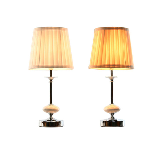 Desk lamp Home ESPRIT White Beige Metal Porcelain 25 W 220 V 20 x 20 x 44 cm (2 Units)-1