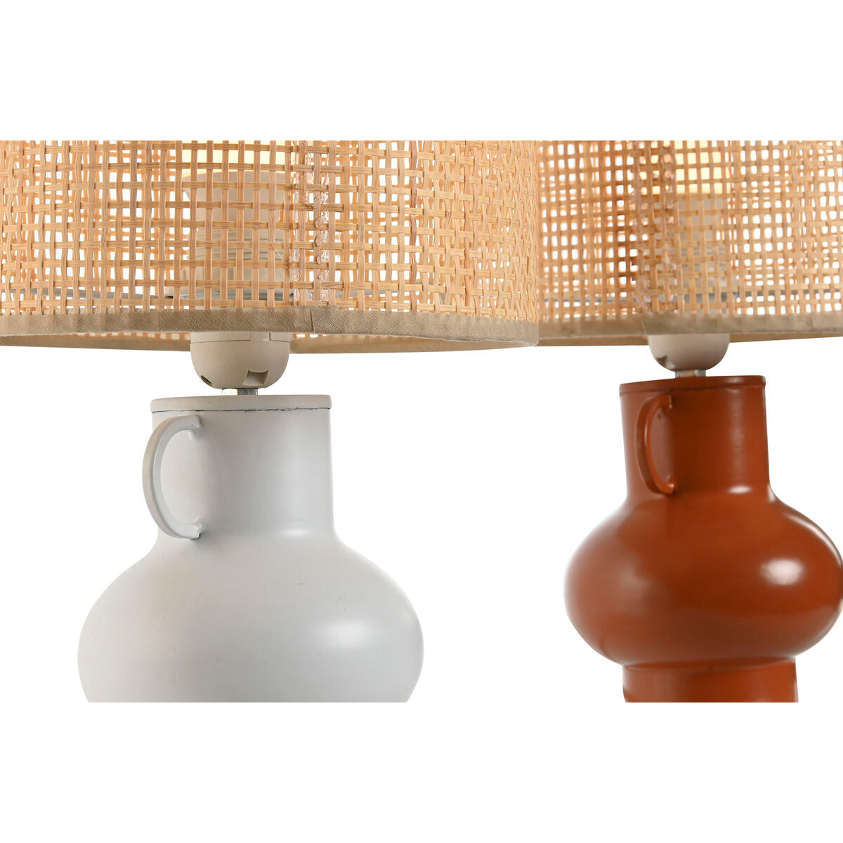 Desk lamp Home ESPRIT White Natural Terracotta Metal Bamboo 50 W 220 V 22 x 22 x 33 cm (2 Units)-4