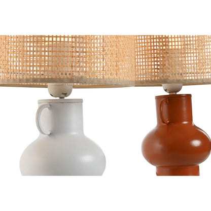 Desk lamp Home ESPRIT White Natural Terracotta Metal Bamboo 50 W 220 V 22 x 22 x 33 cm (2 Units)-4