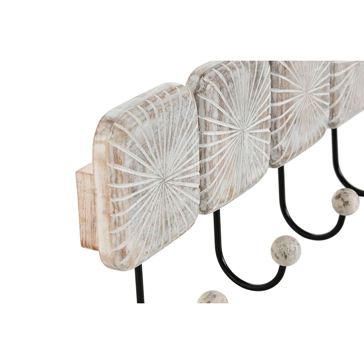 Wall mounted coat hanger Home ESPRIT White Black Iron Mango wood Urban 41 x 7 x 17 cm-2