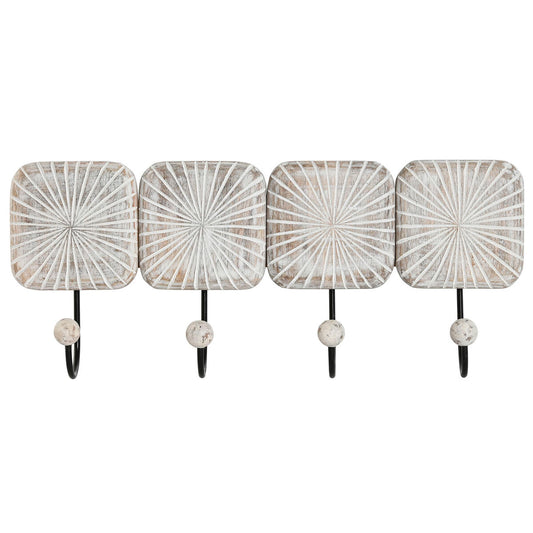 Wall mounted coat hanger Home ESPRIT White Black Iron Mango wood Urban 41 x 7 x 17 cm-0