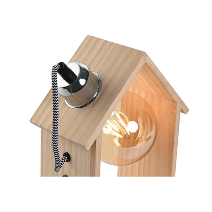 Desk lamp Home ESPRIT Brown Silver Natural Wood Pinewood 50 W 220 V 18 x 10 x 25 cm-3