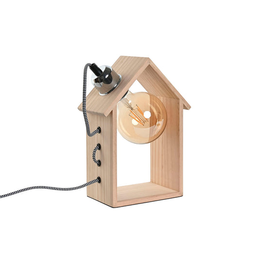 Desk lamp Home ESPRIT Brown Silver Natural Wood Pinewood 50 W 220 V 18 x 10 x 25 cm-0