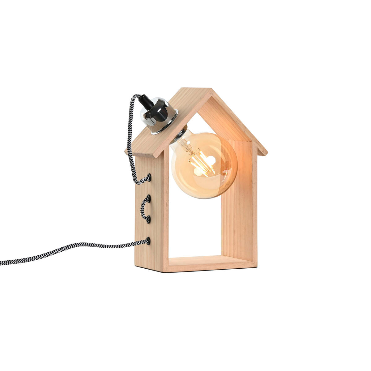 Desk lamp Home ESPRIT Brown Silver Natural Wood Pinewood 50 W 220 V 18 x 10 x 25 cm-1