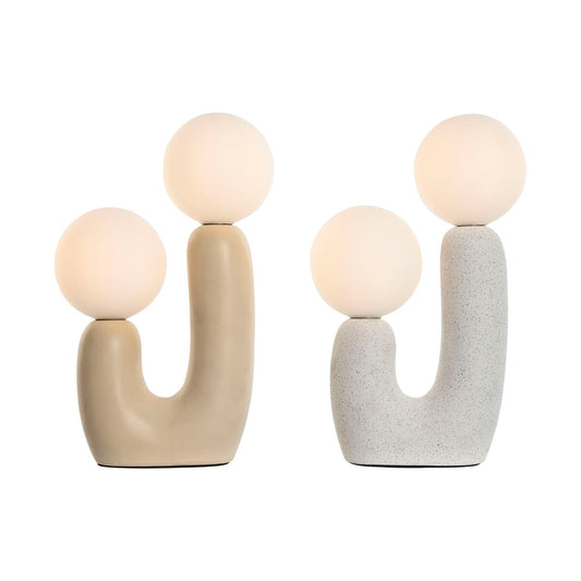 Desk lamp Home ESPRIT White Beige Ceramic Crystal 220 V 20 x 11 x 31 cm (2 Units)-0