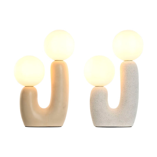 Desk lamp Home ESPRIT White Beige Ceramic Crystal 220 V 20 x 11 x 31 cm (2 Units)-1