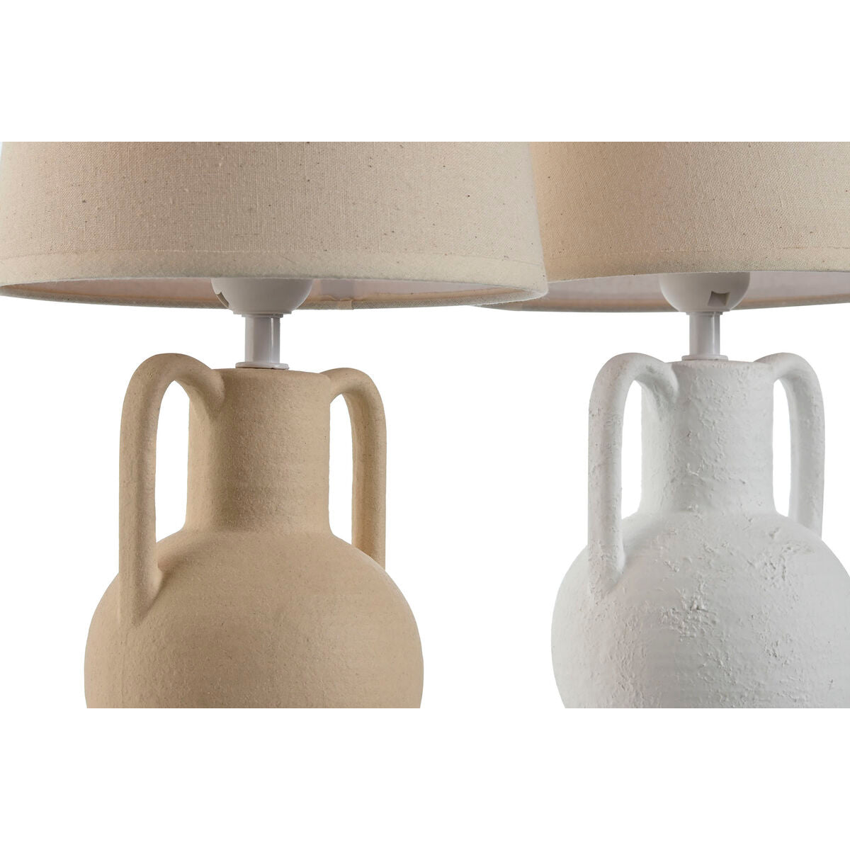 Desk lamp Home ESPRIT White Beige Ceramic 50 W 220 V (2 Units)-3