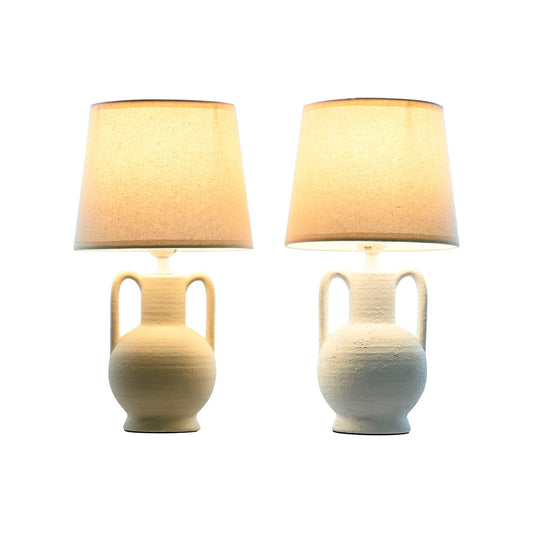 Desk lamp Home ESPRIT White Beige Ceramic 50 W 220 V (2 Units)-1