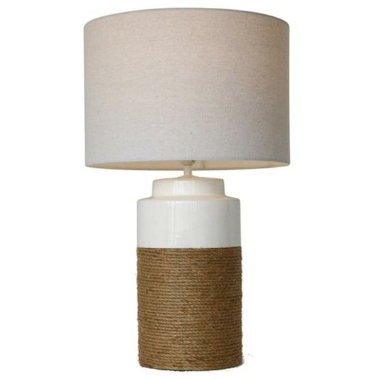 Desk lamp Home ESPRIT White Linen Ceramic 38 X 38 X 61,5 cm-0