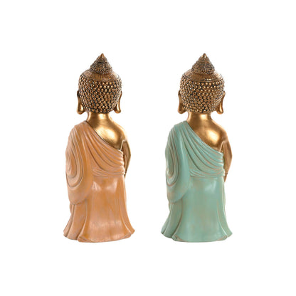 Decorative Figure Home ESPRIT Green Pink Buddha Oriental 10 x 8 x 24 cm (2 Units)-1