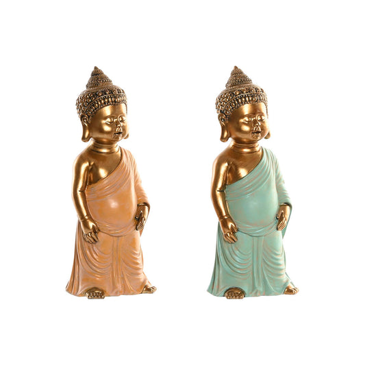 Decorative Figure Home ESPRIT Green Pink Buddha Oriental 10 x 8 x 24 cm (2 Units)-0