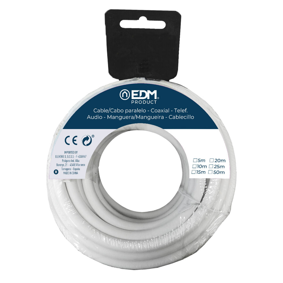 Coaxial TV Antenna Cable EDM 28141 White 5 m 3 x 1,5 mm-1