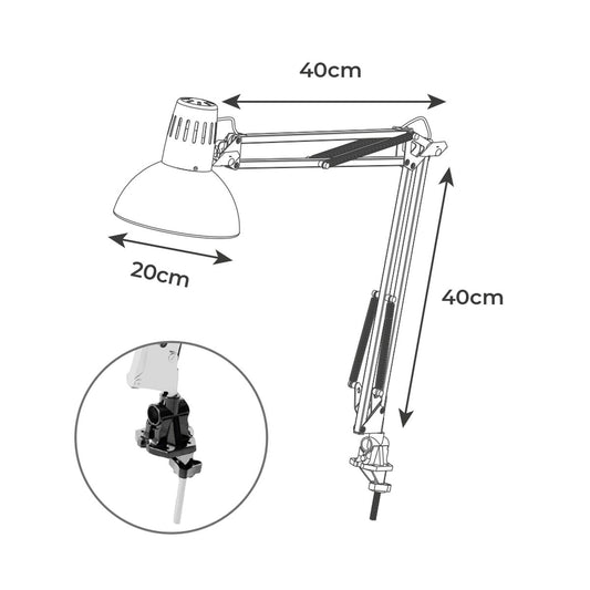 Desk lamp EDM 30080 Melbourne White Metal 60 W 24 x 98 cm E27 Flexo/Desk lamp-1
