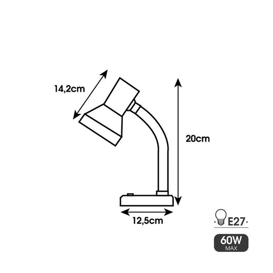 Desk lamp EDM 30250 London Black Metal 60 W 12,5 x 20 cm E27 Flexo/Desk lamp (1 Unit)-1