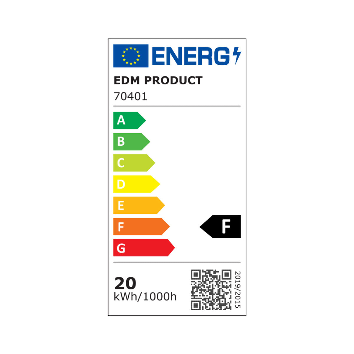 LED spotlight EDM 70401 Black Series Black F 20 W 12,4 x 10,6 x 2,8 cm (6400 K)-1