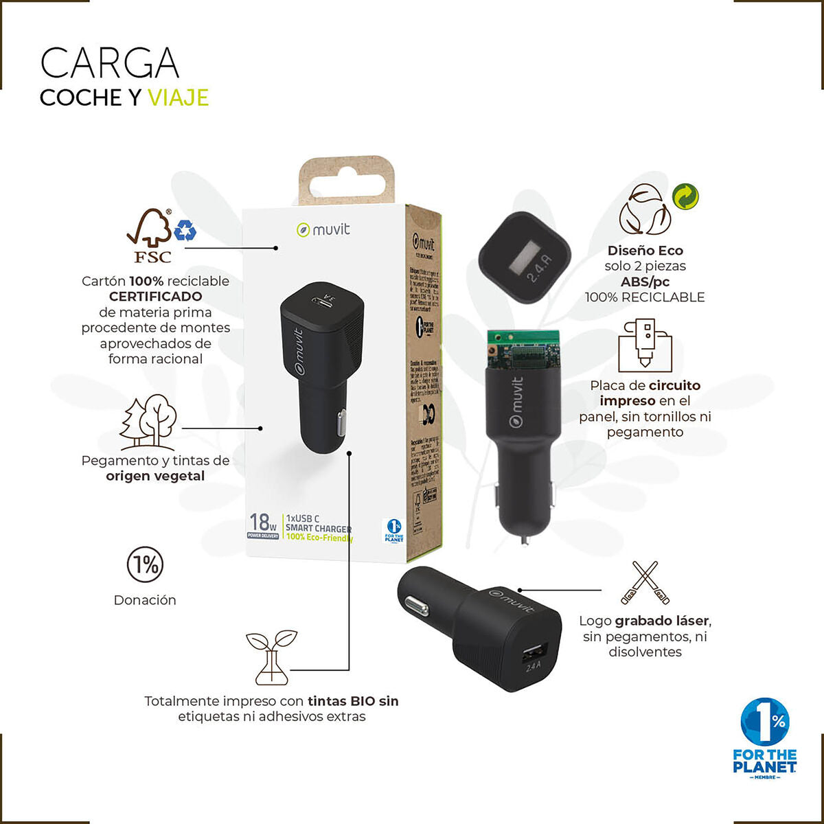 Car Charger Muvit for Change Black-2