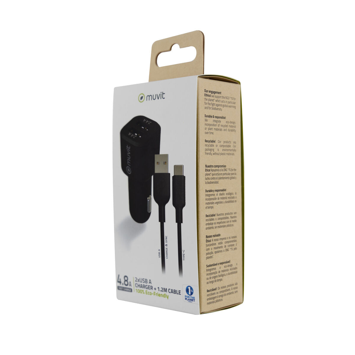 Car Charger Muvit for Change 1,2 m Black-5