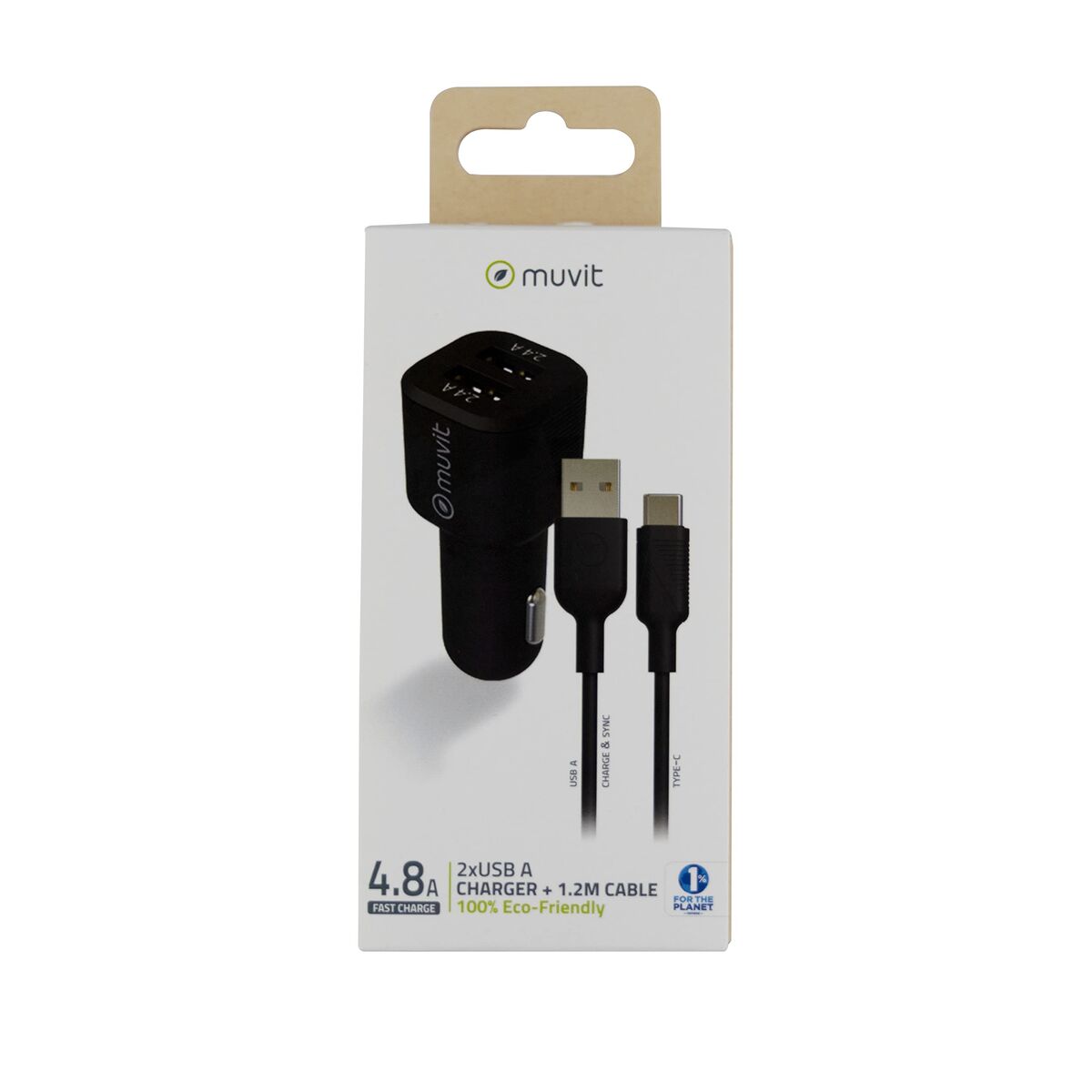 Car Charger Muvit for Change 1,2 m Black-2