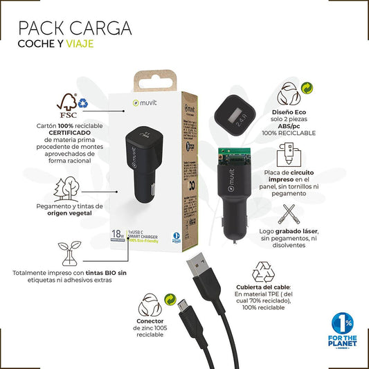 Car Charger Muvit for Change 1,2 m Black-1