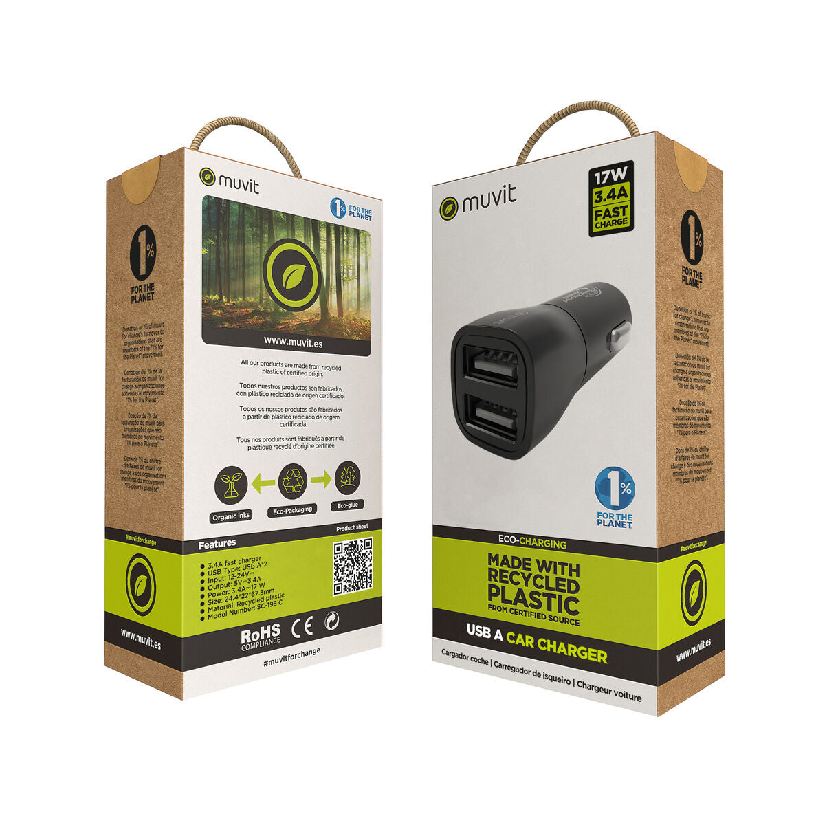 Car Charger Muvit for Change Black-3