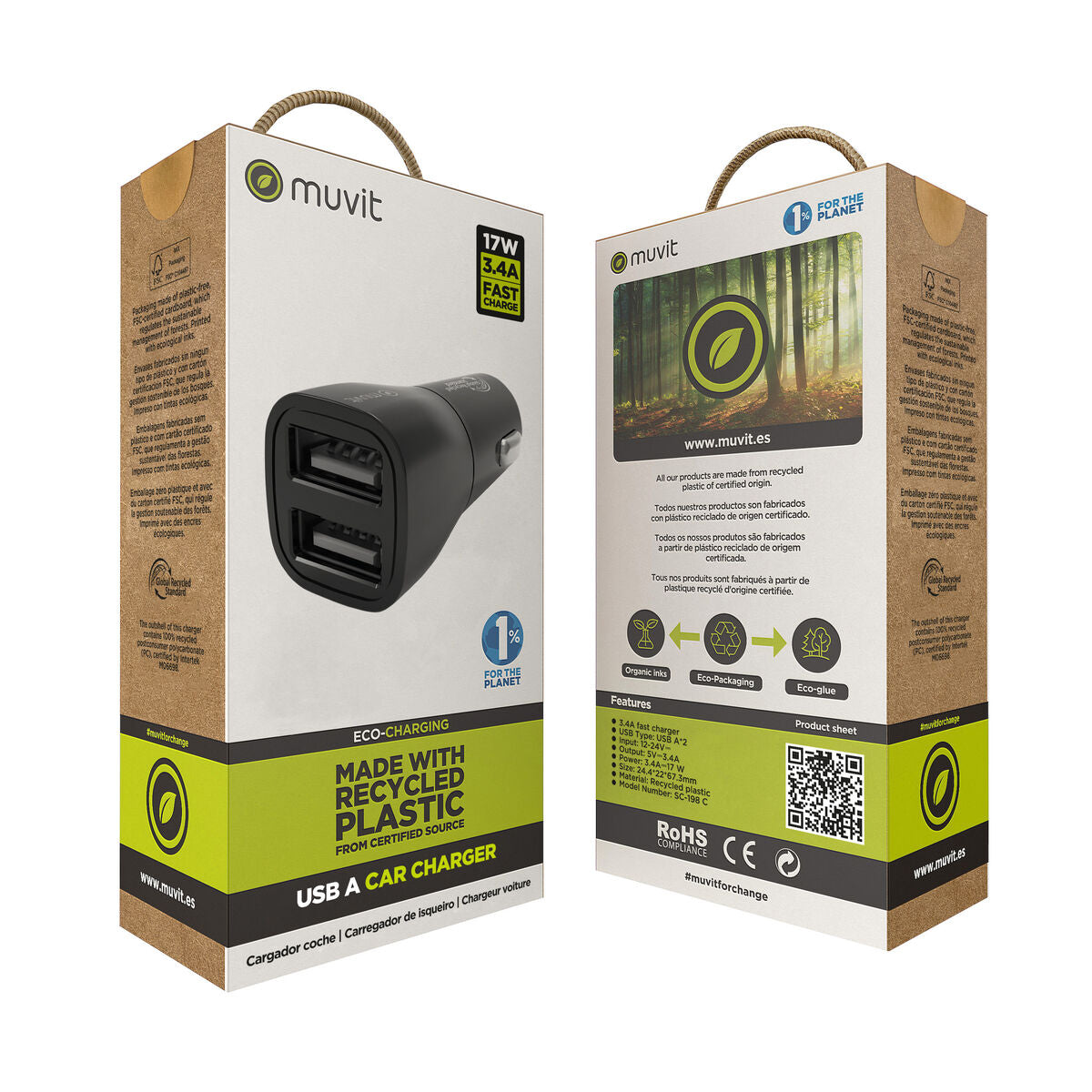 Car Charger Muvit for Change Black-2