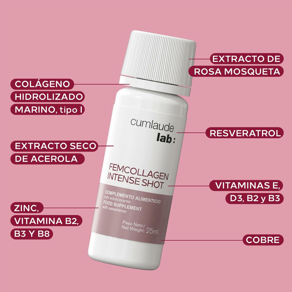 Food Supplement Cumlaude Lab FEMCOLLAGEN INTENSE SHOT 7 Units-1
