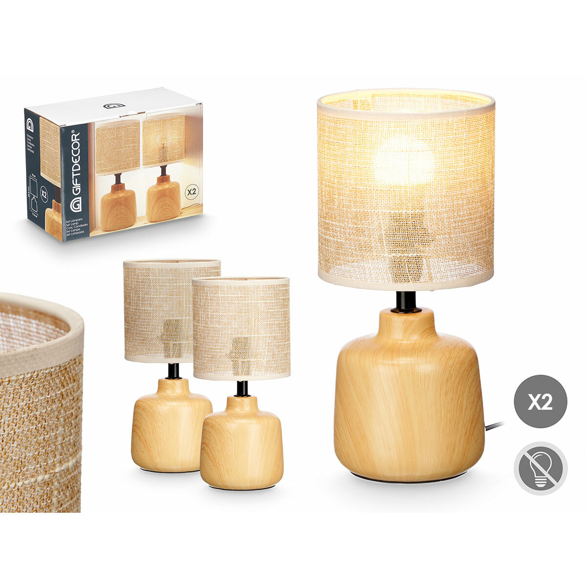 Desk lamp Gift Decor Brown 60 W 2 Units-3
