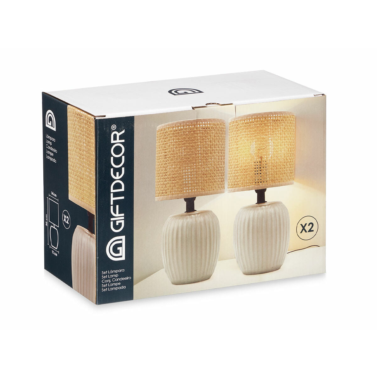 Desk lamp Gift Decor White 60 W 2 Units-2