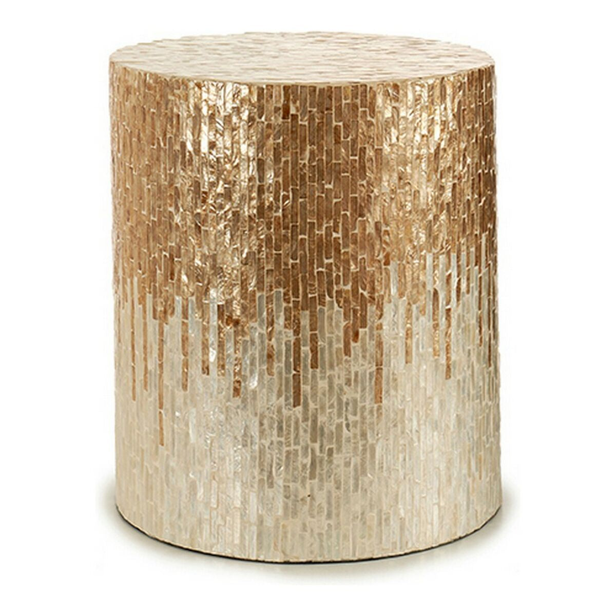 Bench Gift Decor White Beige Golden Silver Mother of pearl Particleboard 40 x 45,5 x 40 cm-0