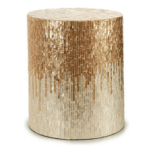 Bench Gift Decor White Beige Golden Silver Mother of pearl Particleboard 40 x 45,5 x 40 cm-0