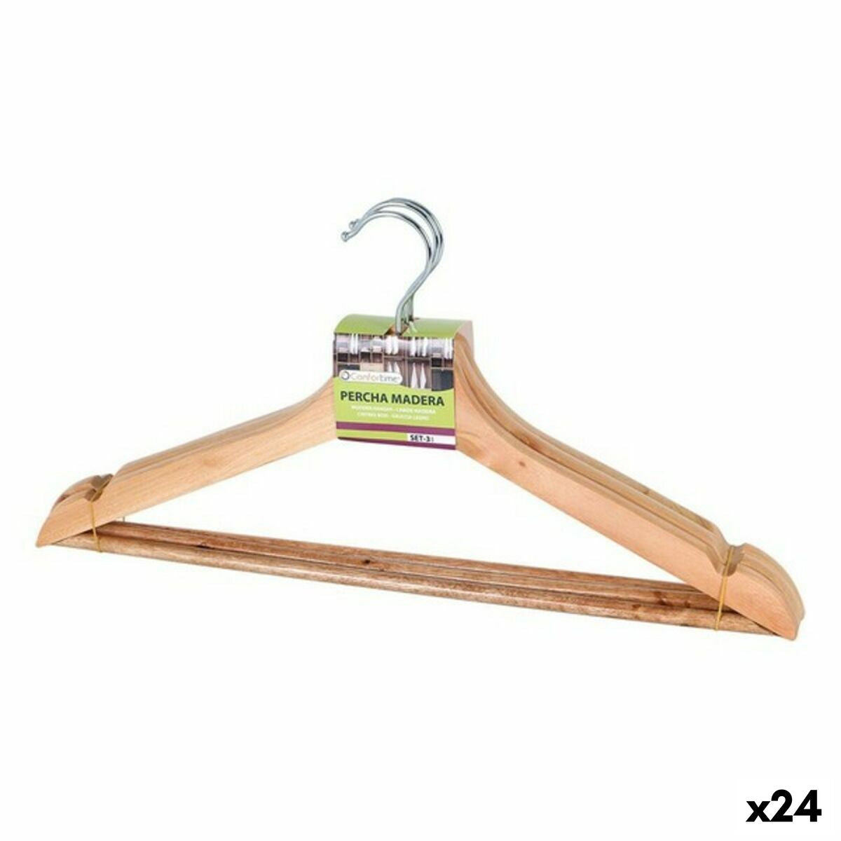 Hangers Confortime Wood 3 Pieces (24 Units)-0
