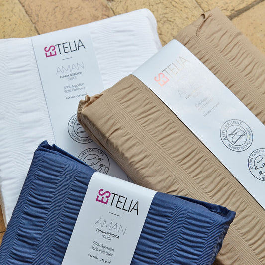 Duvet cover set Alexandra House Living Amán Blue Single 2 Pieces-1